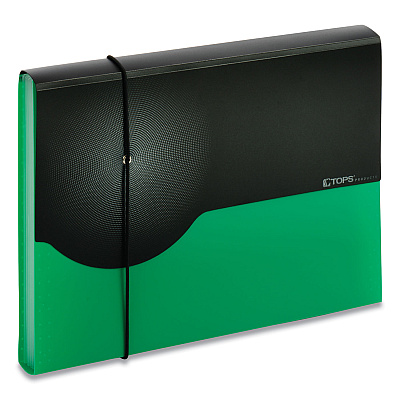 Pendaflex Seven-Pocket Poly Expanding File, 1" Expansion, 7 Sections, Elastic Cord Closure, 1/6-Cut Tabs, Letter Size, Green (GLW67440GRN)