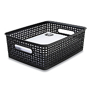 Advantus Plastic Weave Bin, Medium, 14" x 10.5" x 4.63", Black (AVT36003)