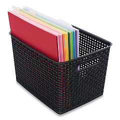 Advantus Plastic Weave Bin, Large, 13.5" x 10.5" x 8.75", Black (AVT36006)