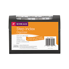 Smead Step Index Organizer, 12 Sections, Cord/Hook Closure, 1/6-Cut Tabs, Letter Size, Black (SMD70901)