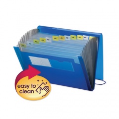 Smead Expanding File With Color Tab Inserts, 9" Expansion, 12 Sections, Elastic Cord Closure, 1/12-Cut Tabs, Letter Size, Blue (70876)