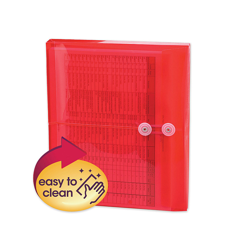 Smead Poly String and Button Interoffice Envelopes, Open-Side (Horizontal), 9.75 x 11.63, Transparent Red, 5/Pack (SMD89527)