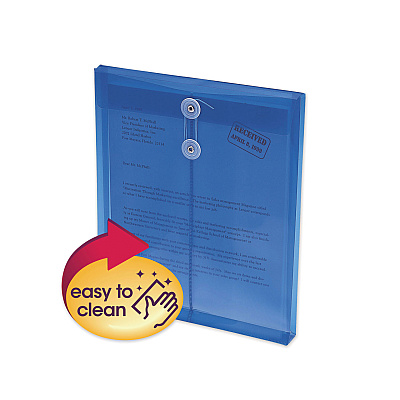 Smead Poly String and Button Interoffice Envelopes, Open-End (Vertical), 9.75 x 11.63, Transparent Blue, 5/Pack (SMD89542)