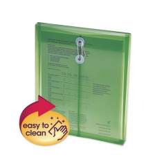 Smead Poly String and Button Interoffice Envelopes, Open-End (Vertical), 9.75 x 11.63, Transparent Green, 5/Pack (89543)