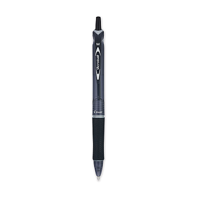 Pilot Acroball Colors Advanced Ink Hybrid Gel Pen, Retractable, Medium 1 mm, Black Ink, Smoke/Black Barrel, Dozen (PIL31810)