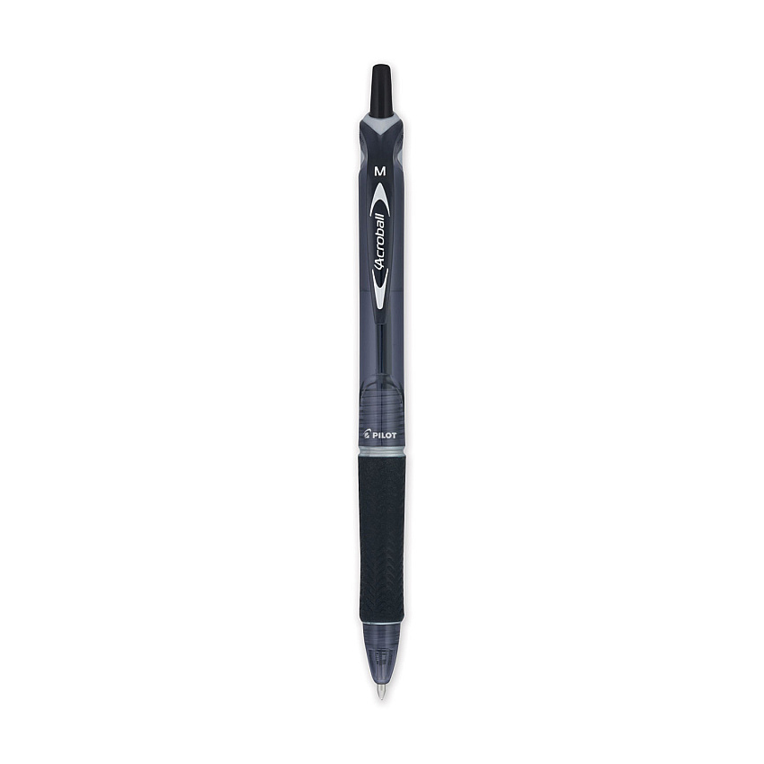 Pilot Acroball Colors Advanced Ink Hybrid Gel Pen, Retractable, Medium 1 mm, Black Ink, Smoke/Black Barrel, Dozen (PIL31810)