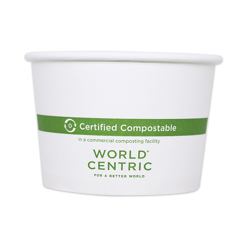 World Centric Paper Bowls, 8 oz, 3.5" Diameter x 2.3"h, White, 1,000/Carton (WORBOPA8)