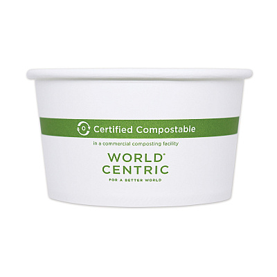 World Centric Paper Bowls, 12 oz, 4.5" Diameter x 2.5"h,  White, 500/Carton (WORBOPA12)