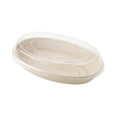 World Centric PLA Lids for Fiber Burrito Bowls, 9.7" Diameter, Clear, Plastic, 300/Carton (WORBOLCSUBB)