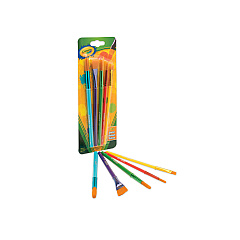 Crayola Arts and Craft Brush Set, Assorted Sizes, Natural Hair, Angled, Flat, Round, 5/Set (CYO053506)