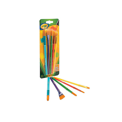 Crayola Arts and Craft Brush Set, Assorted Sizes, Natural Hair, Angled, Flat, Round, 5/Set (CYO053506)
