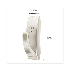 Command Bath Hook, Large, Metal, Satin Nickel, 5 lb Capacity, 1 Hook and 2 Strips (MMM70005080679)