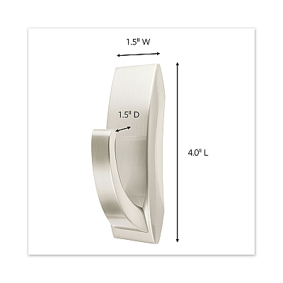 Command Bath Hook, Large, Metal, Satin Nickel, 5 lb Capacity, 1 Hook and 2 Strips (MMM70005080679)