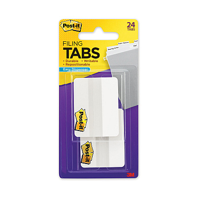 Post-it Tabs Solid Color Tabs, 1/5-Cut, White, 2" Wide, 24/Pack (MMM70005080844)