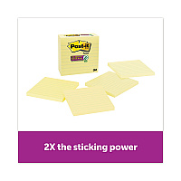 Post-it Notes Super Sticky Pads in Canary Yellow, Note Ruled, 4" x 4", 90 Sheets/Pad, 4 Pads/Pack (MMM70005166353)