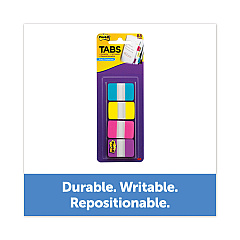 Post-it 1" Wide Tabs with Dispenser, Aqua, Pink, Violet, Yellow, 88/Pack (MMM70005179216)