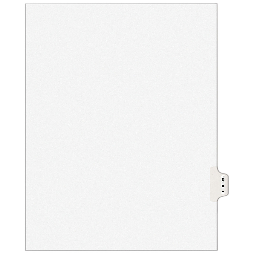 Avery-Style Preprinted Legal Side Tab Divider, 26-Tab, Exhibit H, 11 x 8.5, White, 25/Pack, (1378) (AVE01378)