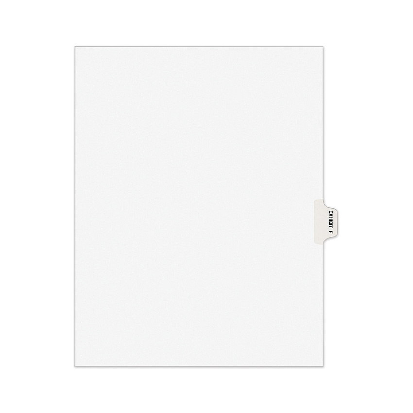 Avery-Style Preprinted Legal Side Tab Divider, 26-Tab, Exhibit F, 11 x 8.5, White, 25/Pack, (1376) (AVE01376)