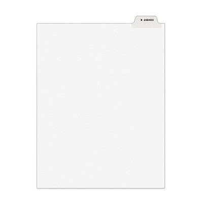 Avery-Style Preprinted Legal Bottom Tab Divider, 26-Tab, Exhibit K, 11 x 8.5, White, 25/PK (AVE11950)