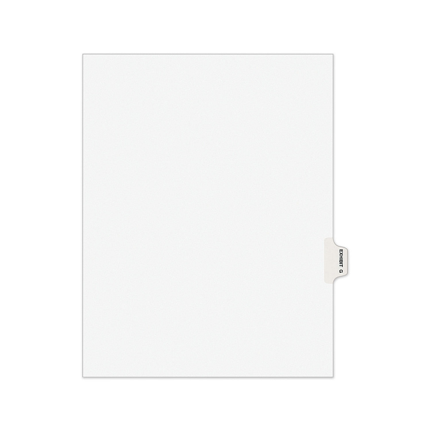 Avery-Style Preprinted Legal Side Tab Divider, 26-Tab, Exhibit G, 11 x 8.5, White, 25/Pack (AVE01377)
