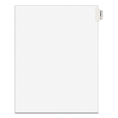 Avery-Style Preprinted Legal Side Tab Divider, 26-Tab, Exhibit A, 11 x 8.5, White, 25/Pack, (1371) (AVE01371)