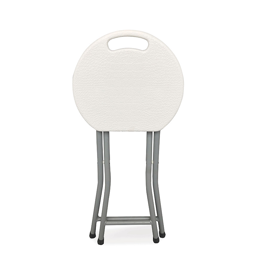 Iceberg Rough n Ready Folding Stool, Backless, Supports Up to 300 lb, 18" Seat Height, White Seat, Charcoal Base, 4/Carton (ICE64563)