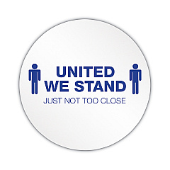 deflecto Personal Spacing Discs, United We Stand, 20" dia, White/Blue, 6/Pack (DEFPSDD20UWS6)