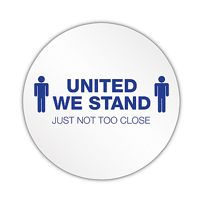 deflecto Personal Spacing Discs, United We Stand, 20" dia, White/Blue, 6/Pack (DEFPSDD20UWS6)