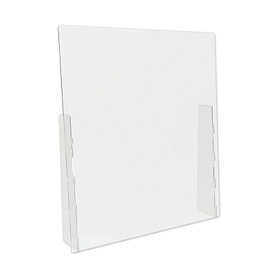 deflecto Counter Top Barrier with Full Shield, 31.75" x 6" x 36", Polycarbonate, Clear, 2/Carton (DEFPBCTPC3136F)