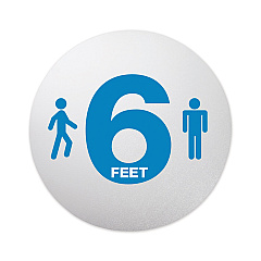 deflecto Personal Spacing Discs, 6 Feet Apart, 20" dia, Clear/Medium Blue, 50/Carton (DEFPSDD20SIX50)