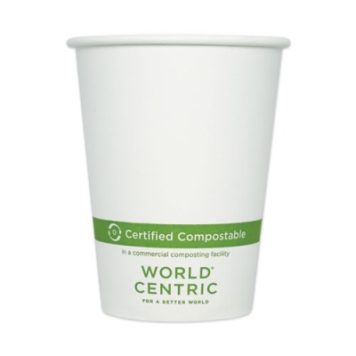 World Centric Paper Hot Cups, 12 oz, White, 1,000/Carton (CUPA12)