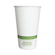 World Centric Paper Hot Cups, 16 oz, White, 1,000/Carton (CUPA16)