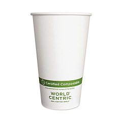 World Centric Paper Hot Cups, 16 oz, White, 1,000/Carton (WORCUPA16)