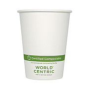 World Centric Paper Hot Cups, 12 oz, White, 1,000/Carton (WORCUPA12)
