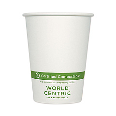 World Centric Paper Hot Cups, 12 oz, White, 1,000/Carton (WORCUPA12)