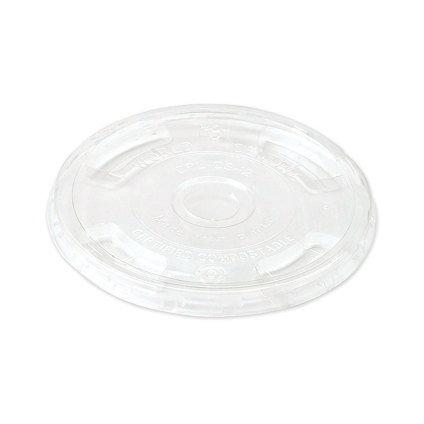 World Centric PLA Clear Cold Cup Lids, Flat Lid, Fits 9 oz to 24 oz Cups, 1,000/Carton (WORCPLCS12)