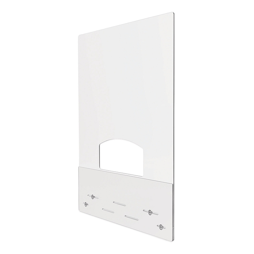 deflecto Mounting Safety Barrier with Pass Thru, 31.5" x 38", Acrylic, Clear, 2/Carton (DEFPBCMA3138P)