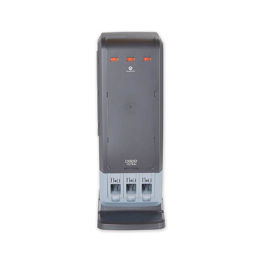 Dixie SmartStock Tri-Tower Dispenser, Forks/Knives/Spoons, 13.16 x 16.07 x 31.03, Black/Gray (DXEDUSSTDSP3)