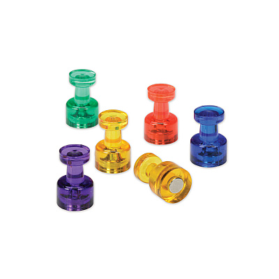 AbilityOne 7510016875678, SKILCRAFT Magnetic Pushpins, Assorted Colors, 0.38" dia x 0.5"h, 6/Pack