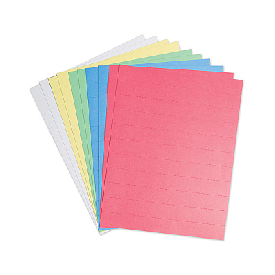 U Brands Data Card Replacement Sheet, 8.5 x 11 Sheets, Perforated at 1", Assorted, 10/Pack (UBRFM1614)