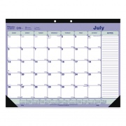 Blueline Academic Monthly Desk Pad Calendar, 21.25 x 16, White/Blue/Green, Black Binding/Corners, 13-Month (July-July): 2023 to 2024 (CA181731)