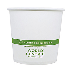 World Centric Paper Bowls, 24 oz, 4.4" Diameter x 4.4"h, White, 500/Carton (WORBOPA24)