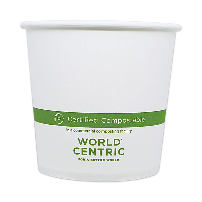 World Centric Paper Bowls, 24 oz, 4.4" Diameter x 4.4"h, White, 500/Carton (WORBOPA24)