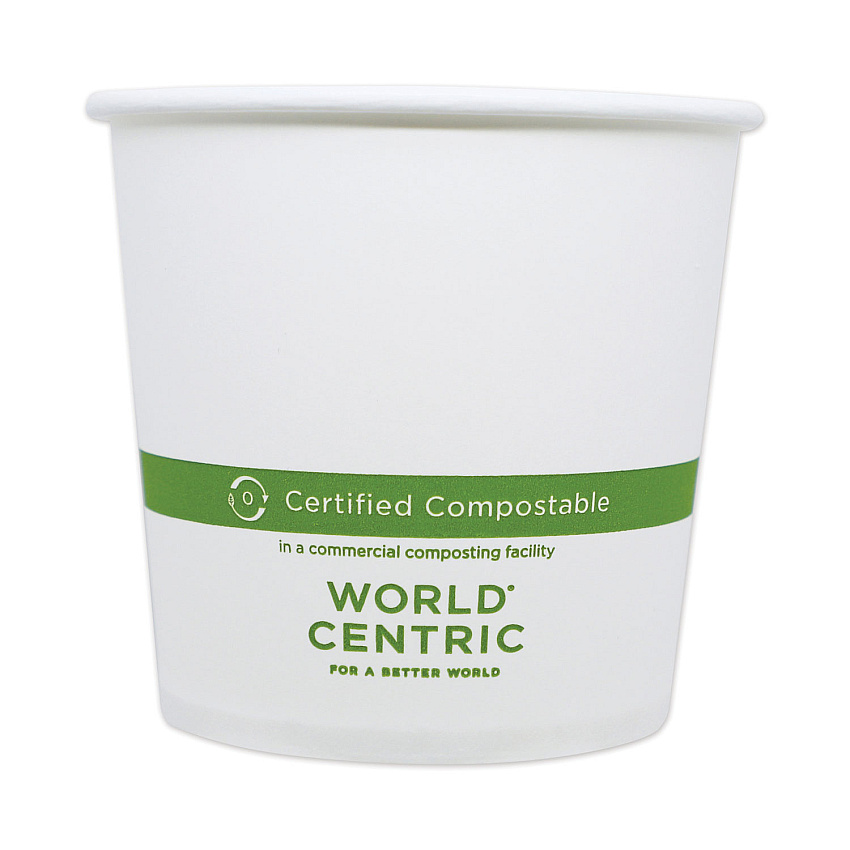 World Centric Paper Bowls, 24 oz, 4.4" Diameter x 4.4"h, White, 500/Carton (WORBOPA24)