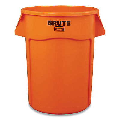 Rubbermaid Commercial Brute Round Container, 44 gal, Plastic, Orange (RCP2119307)