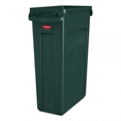 Rubbermaid Commercial Slim Jim with Venting Channels, 23 gal, Plastic, Dark Green (1956186)
