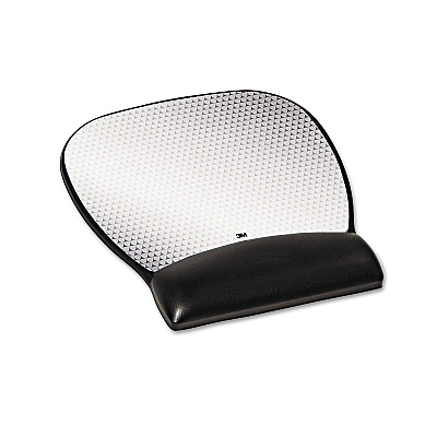 3M Antimicrobial Gel Large Mouse Pad with Wrist Rest, 9.25 x 8.75, Black (MMMMW310LE)