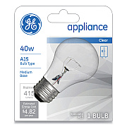 GE Incandescent A15 Light Bulb, 40 W, Clear (GEL15206)