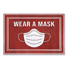 Apache Mills Message Floor Mats, 24 x 36, Red/White, "Wear A Mask" (APH3984528842X3)