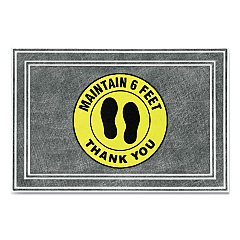 Apache Mills Message Floor Mats, 24 x 36, Charcoal/Yellow, "Maintain 6 Feet Thank You" (APH3984528802X3)